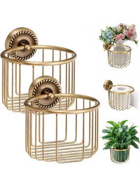Vintage Brass Toilet Paper Holder Set - Wall Mounted Antique Decor for Bathroom